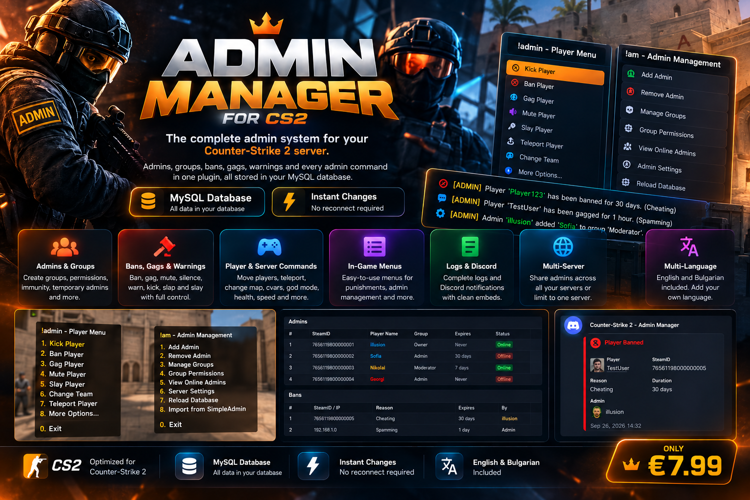 Manager de administrare — Sistem complet de administrare CS2