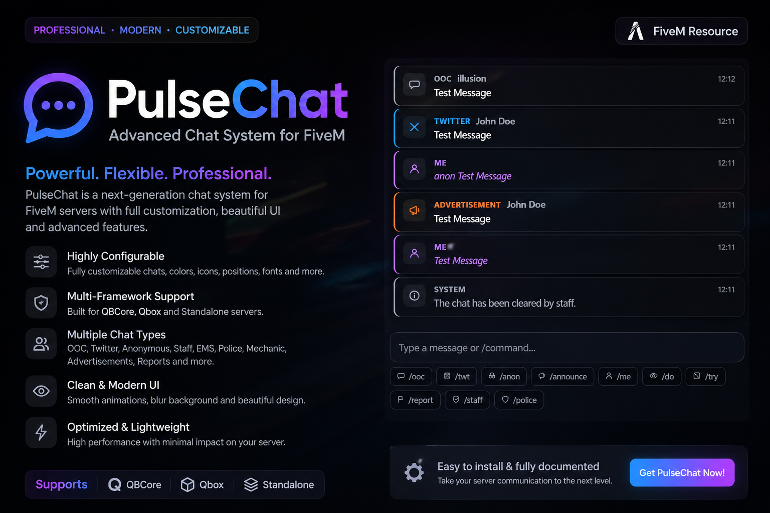 [QBOX-QBCORE] Pulse Chat